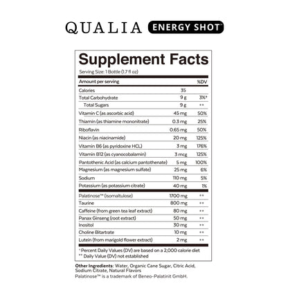 Qualia Energy Shot: Naturopathic Doctor-Formulated with Ginseng, Lutein, Taurine, B