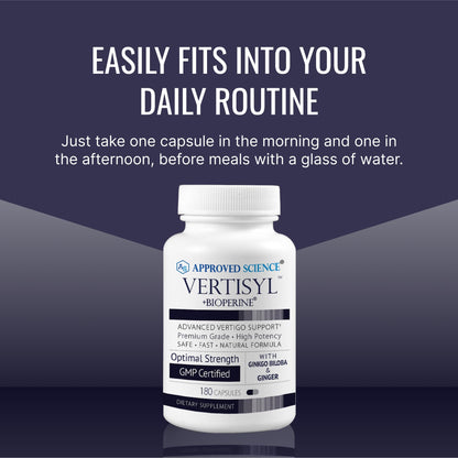 Approved Science VertiSyl - Ginkgo Biloba, Ginger, Vitamin D3, BioPerine - 60 Capsules - 1 Month Supply