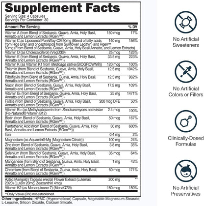 Transparent Labs Daily Multivitamin for Women - Whole-Food-Based Multivitamin for Men, Vegan, Clean, Organic Vitamin Supplement w Vitamins, Lutein, Biotin, Folate & Magnesium - 120 Capsules