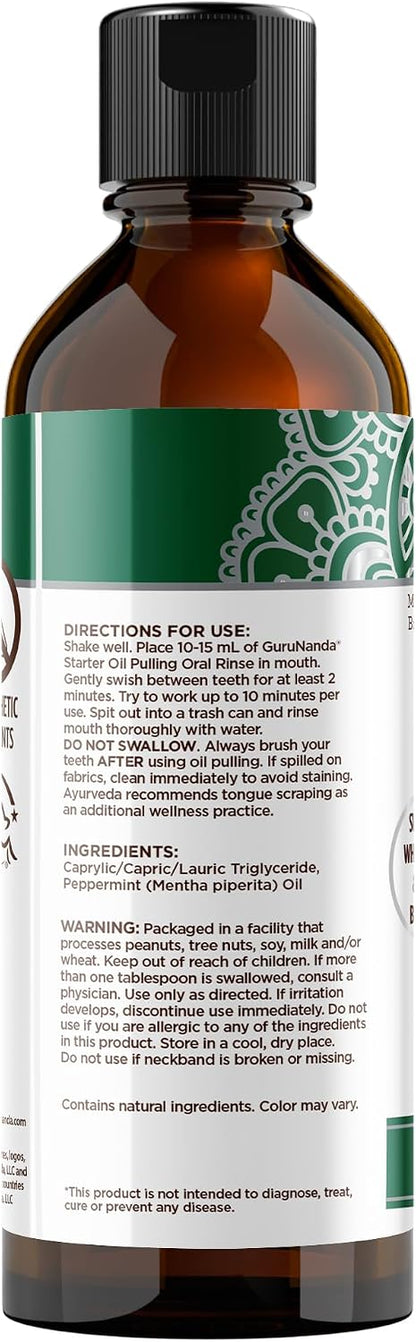 GuruNanda Starter Coconut Oil Pulling Mouthwash with Peppermint Oil, 8oz