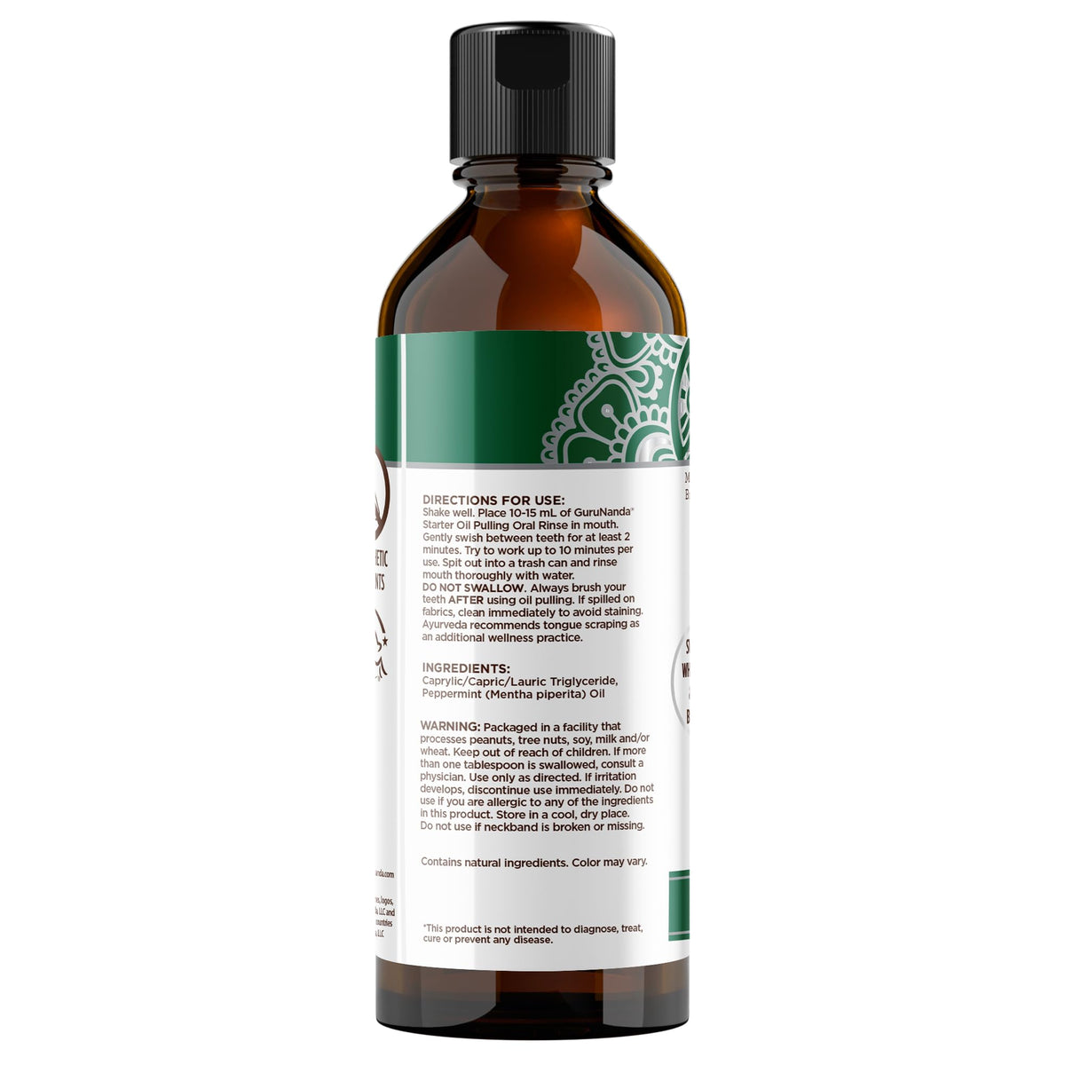 GuruNanda Starter Coconut Oil Pulling Mouthwash with Peppermint Oil, 8oz