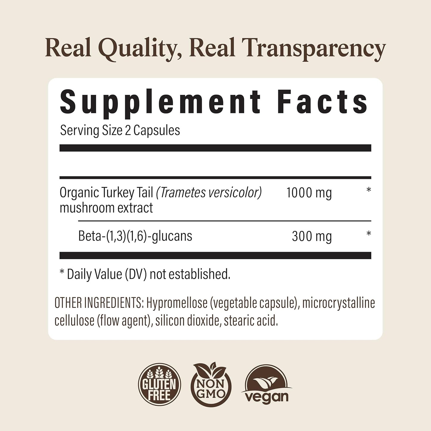 Real Mushrooms Turkey Tail Capsules – Organic Mushroom Extract for Daily Wellness, Gut Harmony, Energy Support – Vegan, Non-GMO, No Fillers – Turkey Tail Extract 200 Count Mushroom Supplement