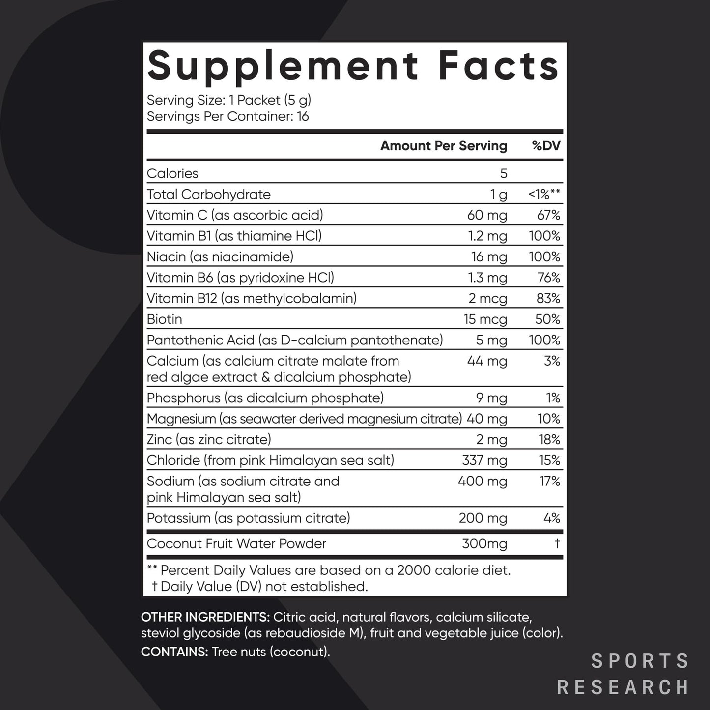 Sports Research® Hydrate Electrolytes Powder Packets - Sugar-Free & Naturally Flavored with Vitamins, Minerals, and Coconut Water - Supports Hydration - 16 Packets - Variety Pack | Sugar-Free