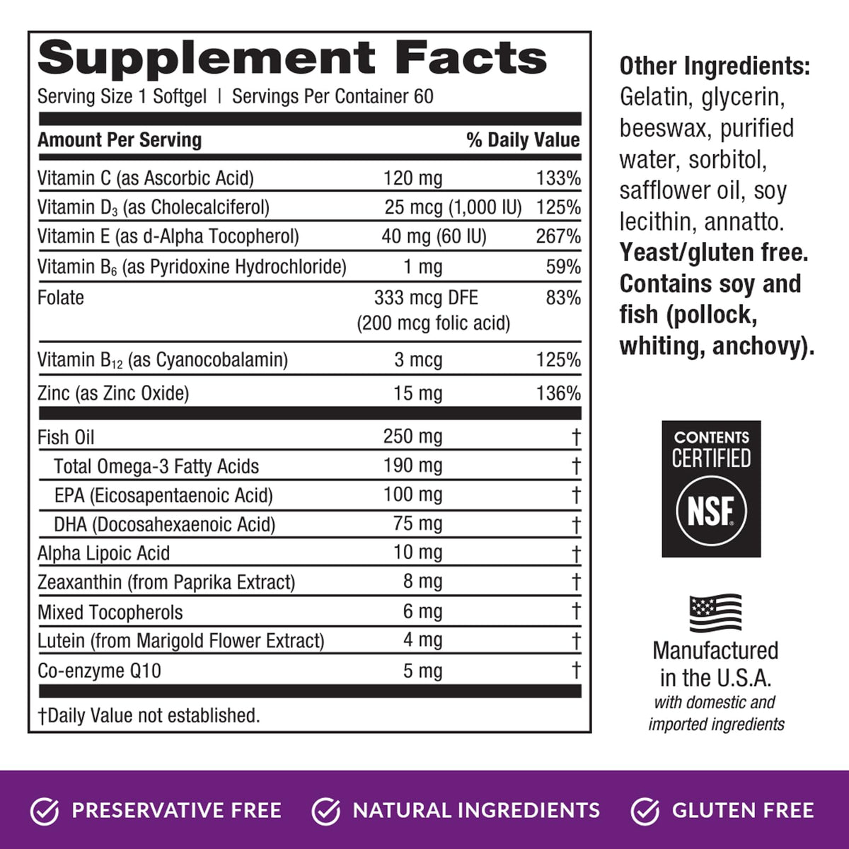 EyePromise Restore Supplement - 60 Softgel Capsules Containing Lutein