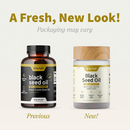 Snap Supplements Black Seed Oil for Immune Health, 90 Softgel Capsules | 100% Cold Pressed Black Cumin Seed Oil, Supports Immune Health, Detox, Skin, Hair, Joints & Overall Wellness
