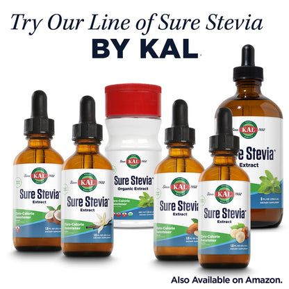 KAL Sure Stevia Extract Powder, Low Carb, Plant Based Stevia Sweetener, Great Taste, Zero Calories, Zero Sugar, Low Glycemic & Perfect for a Keto Diet, 60-Day Guarantee, Approx. 1820 Servings, 3.5oz