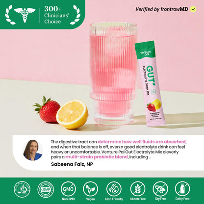 Venture Pal Sugar Free Hydration Packets + Gut Health Electrolytes Powder | Liquid Daily IV with 7 Electrolytes, 5 Vitamins, Probiotics & Fiber for Dehydration Relief and Gut Health Support
