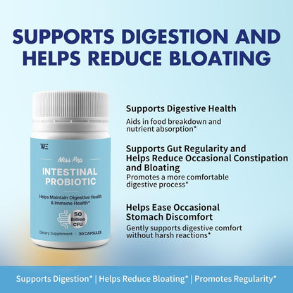 Probiotics 50 Billion CFU - 8 Unique Strains + 3 Prebiotics - Immune, Digestive & Gut Health - Supports Occasional Constipation, Diarrhea, Gas & Bloating - Probiotics for Women & Men - 30ct