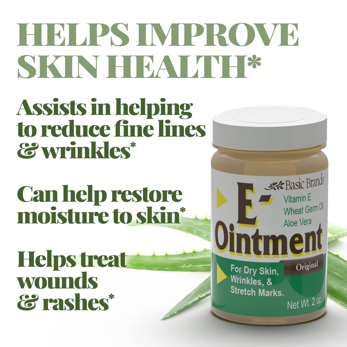 Vitamin E Moisturizing Cream, 2 oz | Vitamin E, Wheat Germ Oil, Aloe Vera Oil for Scars, Fine Lines & Wrinkles