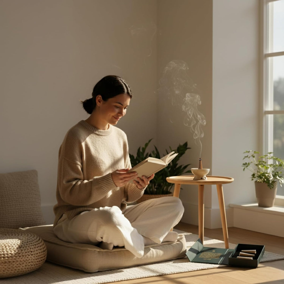 Siam Benzoin Natural Incense Cones - Sweet Vanilla & Sandalwood - Charcoal Free, Long Burning 60 Mins - Premium Thai Incense Cones Scented for Home, Meditation, Yoga & Relaxation