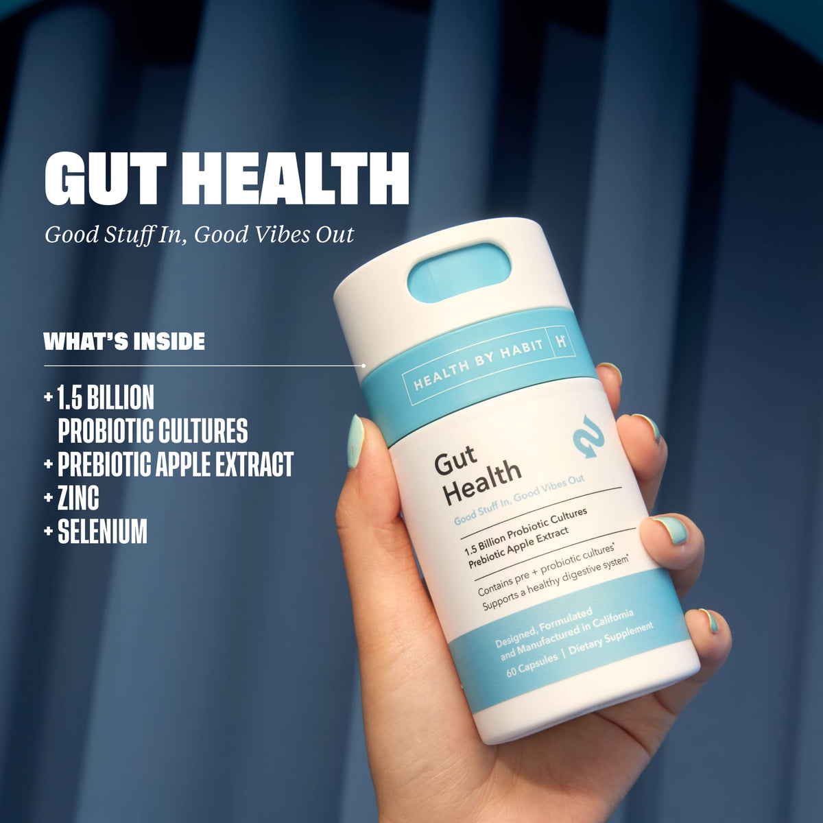 Health By Habit Gut Health Supplement (60 Capsules) - Contains 1.5 Billion probiotic