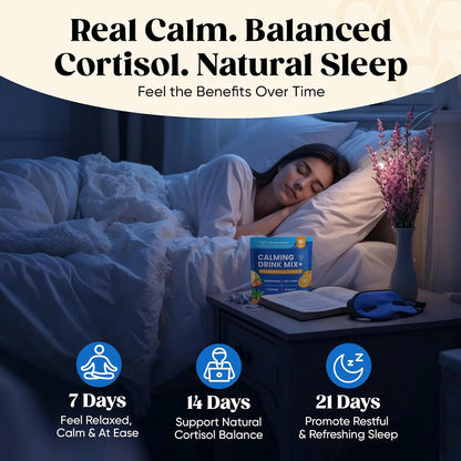Venture Pal Calm Drink Mix, 12-in-1 Cortisol Reducer & Sleep Aid | Magnesium Glycinate, Ashwagandha, L-Theanine & Vitamin D, Calm Magnesium Powder for Relax & Focus, No Sugar, Non GMO