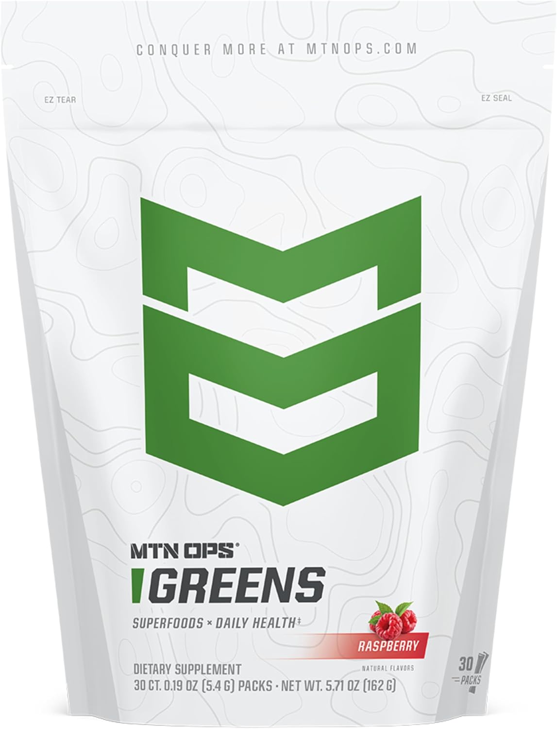 MTN OPS Daily Greens Superfood Powder Stick Packs, Raspberry