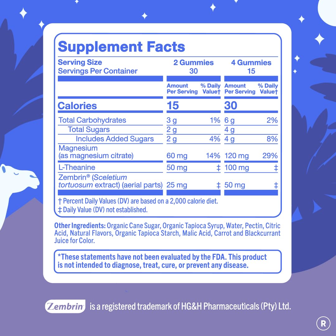 FIRST DAY Magnesium Gummies for Women, L-Theanine, Melatonin-Free, 60ct