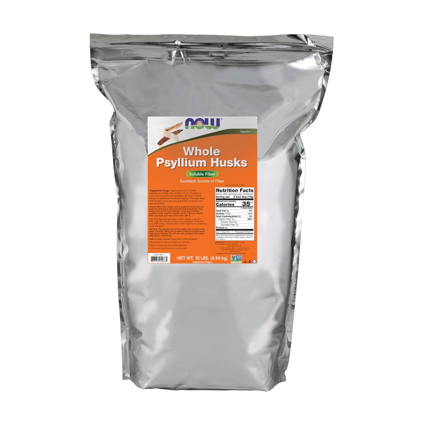 NOW Foods Supplements, Whole Psyllium Husks, Non-GMO Project Verified, Soluble Fiber, 24-Ounce