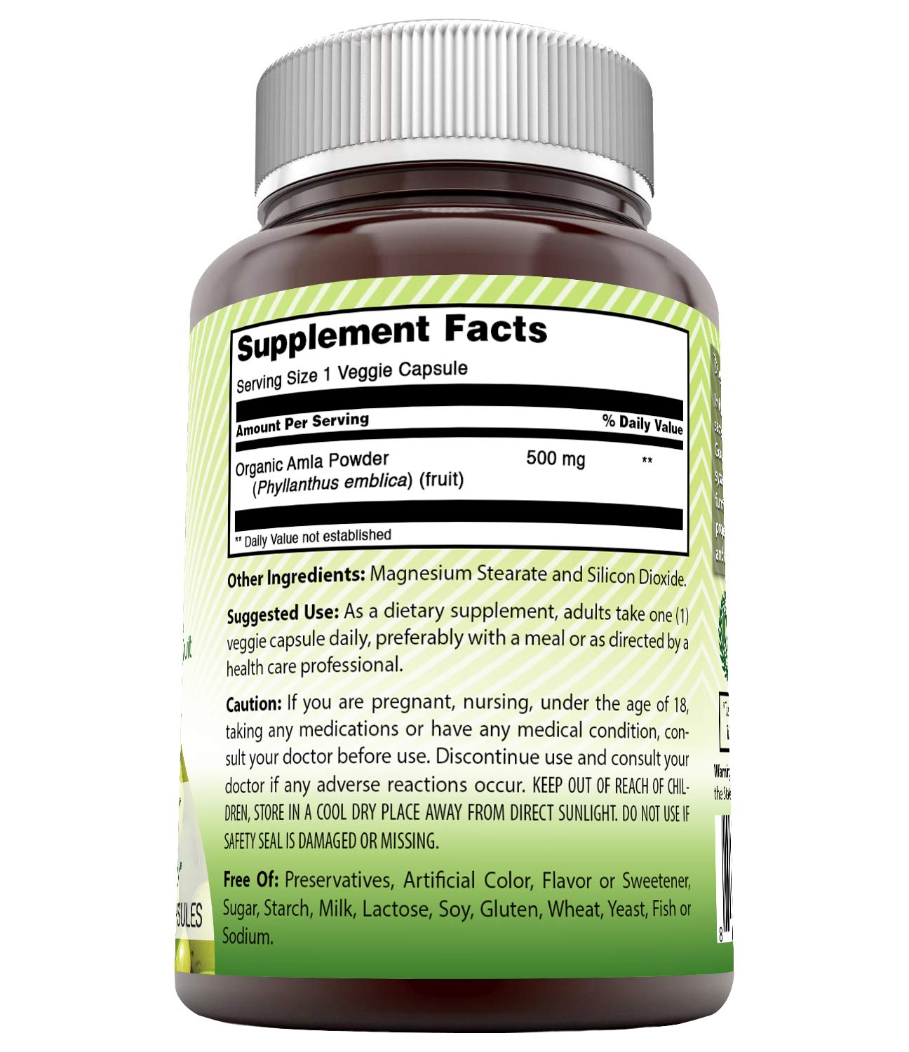 Amazing India Amla (Made with Natural Amla Fruit) 500 Mg 120 Veggie Capsules Supplement - Non-GMO, Gluten Free