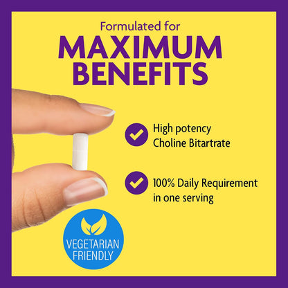 InnovixLabs Choline Supplement 550 mg, Pure Choline Bitartrate Brain Supplement for Memory and Focus, Supports Liver Function and Mental Clarity for Women and Men, Non-GMO, 50-Day Supply