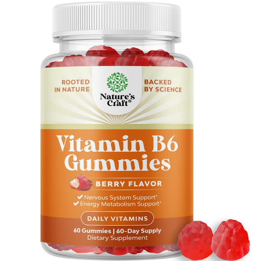 Potent Vitamin B6 Gummies for Adults - Potent Vitamin B Complex Supplements for Men & Women for Nervous System Support Mood & Immune System - Vegan Pyridoxine Chews for Energy & Metabolism - 30 Count