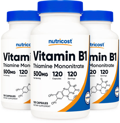 Nutricost Vitamin B1 (Thiamine) 500mg, 120 Capsules