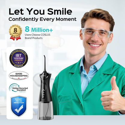 COSLUS C30 Water Dental Flosser, Upgraded DIY Mode, Black, 1Pcs