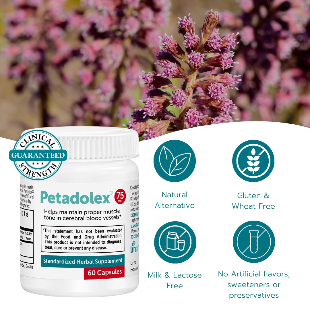 Petadolex - Migraine Relief - Patented Butterbur Root Extract, 75mg PA-Free Butterbur Extract