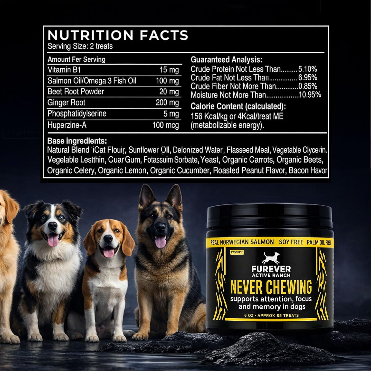 Furever Active Pet Neuro Chewing, Formulated with Organic Carrots, Celery, Lemon, Beets, Support Brain Health in Dogs, Overall Cognitive Performance, Memory and Alertness | 6oz, 85 Chews (1)