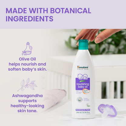 Himalaya Nourishing Baby Oil with Ashwagandha,Massage Oil, 6.76 oz, 2 Pack