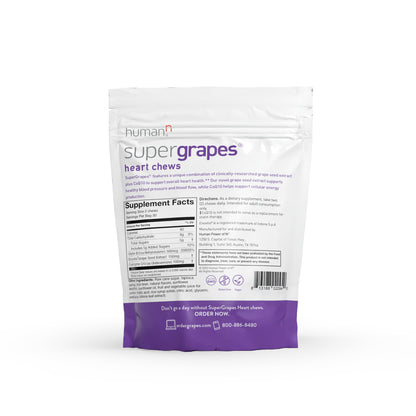 HumanN SuperBeets 3-in-1 Heart Chews - 3X Absorption CoQ10 - Plus Beetroot & Grape Seed Extract, Blood Pressure Support, Support Healthy Blood Flow, Circulation, 60 Count