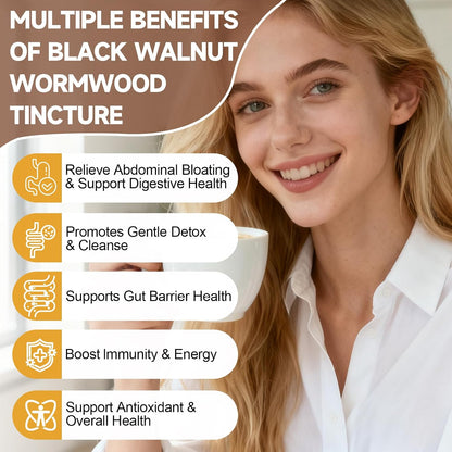 Wormwood Black Walnut Clove Cleanse Drops with Black Seed Oil, Pumpkin Seed, Oregano, Soursop, Neem, Berberine, Garlic, Rapid Gut Detox, Digestive & Gut Barrier Health, 23-in-1 with Liposomal, 2FL