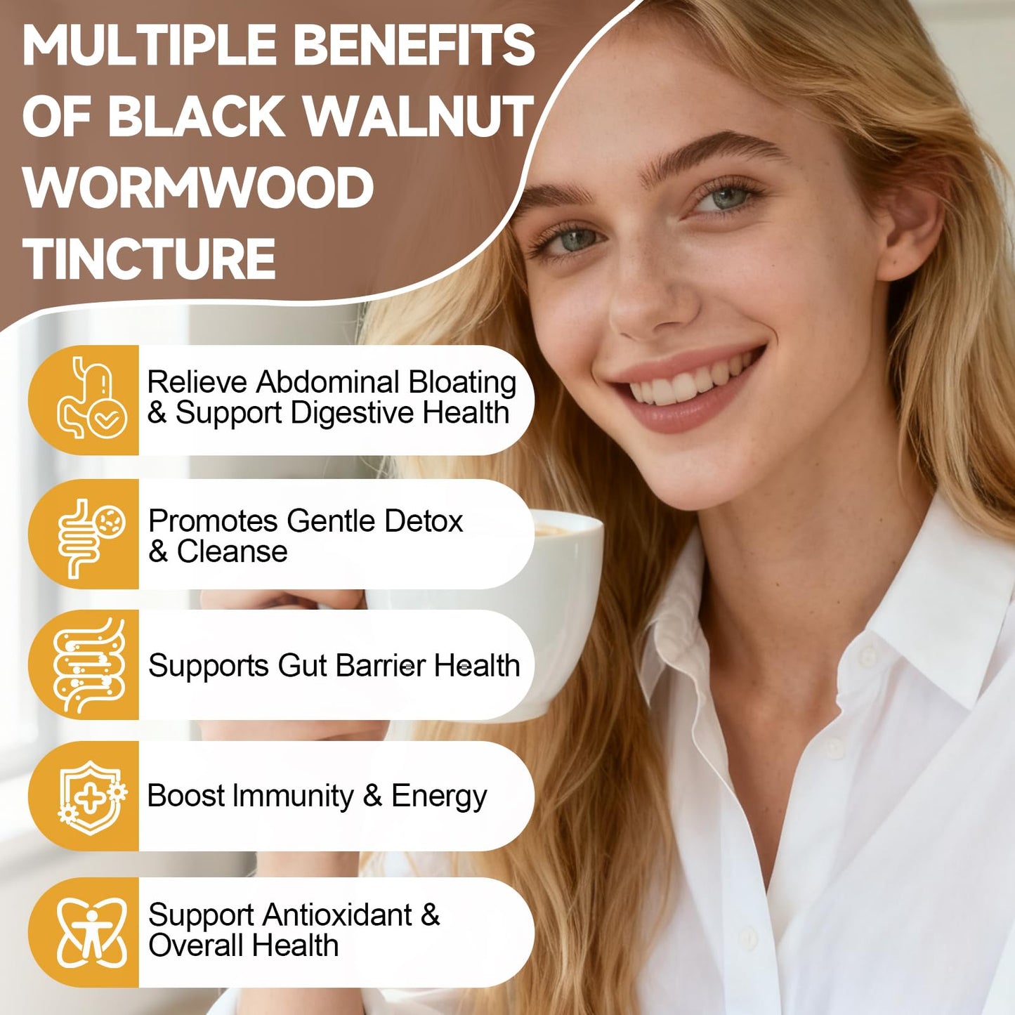 Wormwood Black Walnut Clove Cleanse Drops with Black Seed Oil, Pumpkin Seed, Oregano, Soursop, Neem, Berberine, Garlic, Rapid Gut Detox, Digestive & Gut Barrier Health, 23-in-1 with Liposomal, 2FL