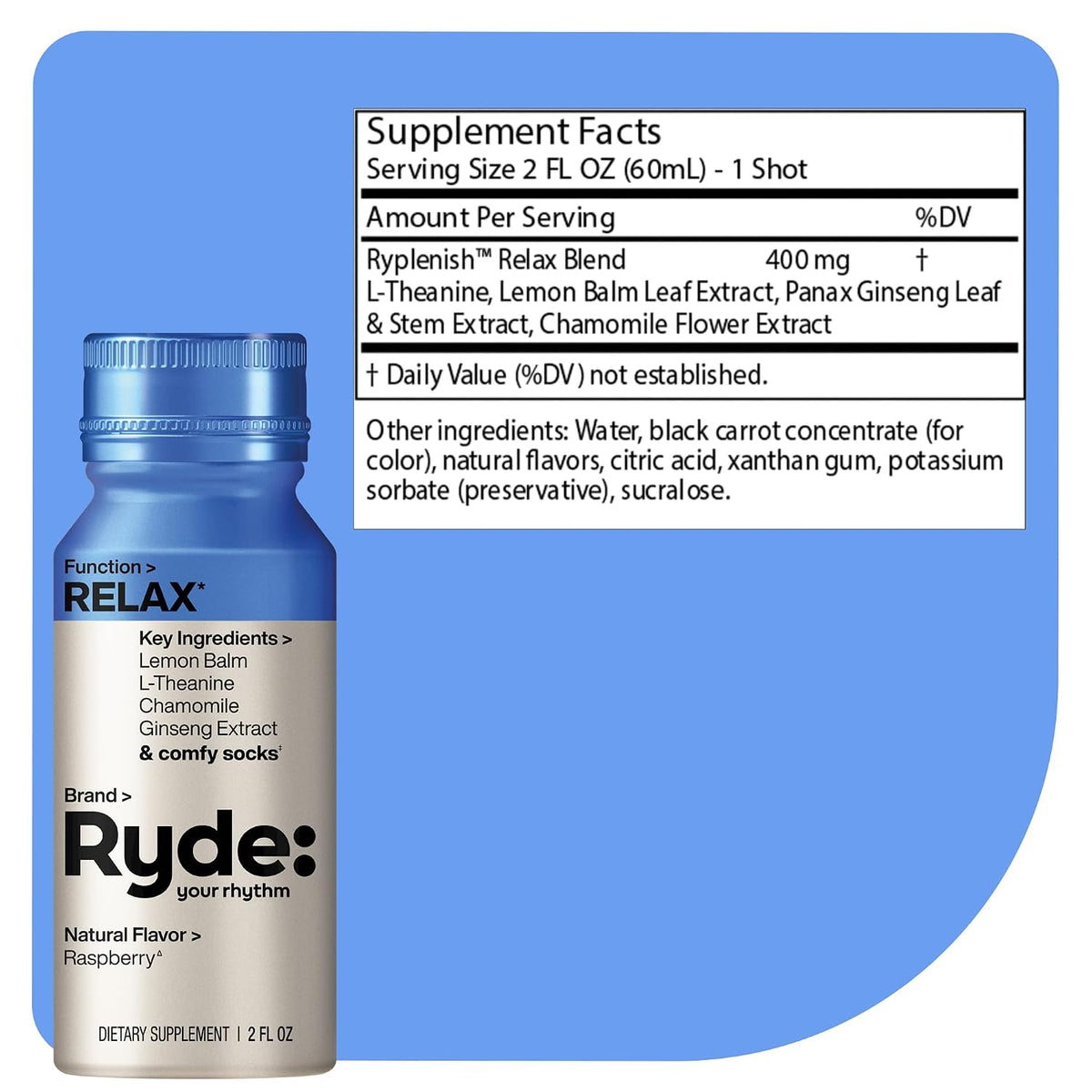 RYDE Shots Variety Pack Energy, Focus & Relax| Essential B Vitamins and Caffeine Zero Calories, Zero Sugar - Try Them All (Pack of 24)