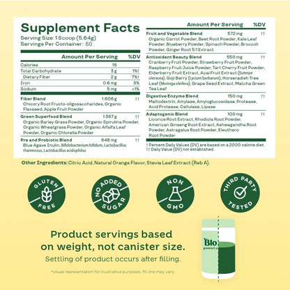 Bloom Nutrition Superfood Greens Powder, Berry, 30 Servings | Digestive Enzymes with Probiotics and Prebiotics, Gut Health, Bloating Relief for Women, Chlorella, Green Juice Mix