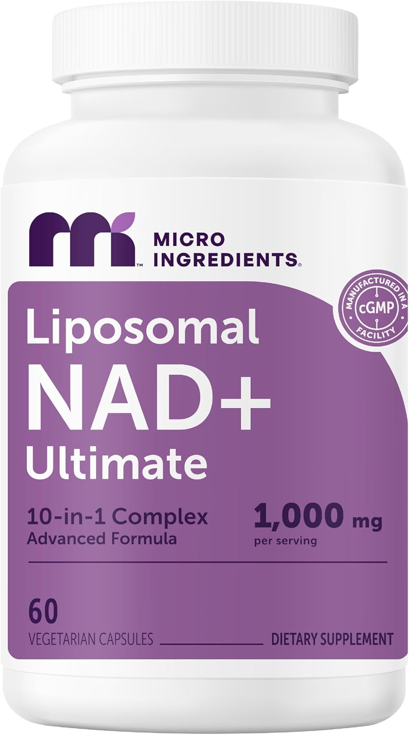 Micro Ingredients Liposomal NAD+ Ultimate Complex 1,000mg | 60 Veggie Capsules | NMN Pathway Formula | 10-in-1 with Resveratrol, Glutathione, & Astaxanthin | NAD Supplement for Women & Men