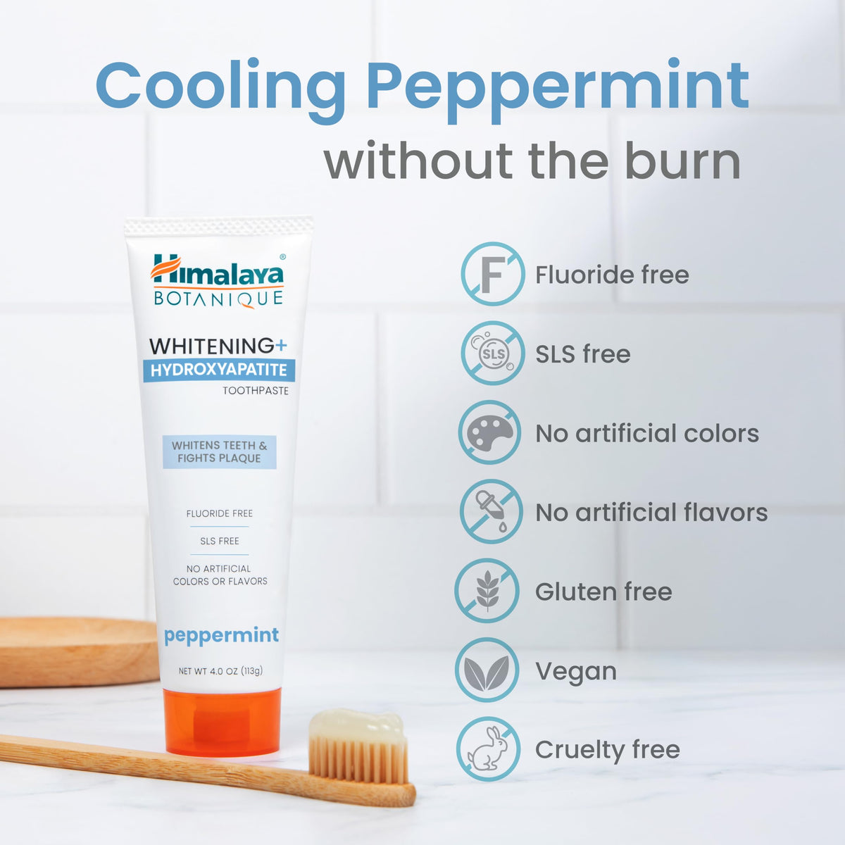 Himalaya Botanique Whitening+ Nano Hydroxyapatite Toothpaste, Mint, 4 oz