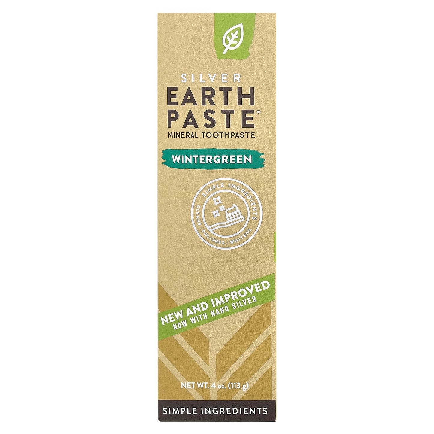 Redmond Earthpaste with Silver - Natural Non-Fluoride Toothpaste, 4 Ounce Tube (Peppermint)