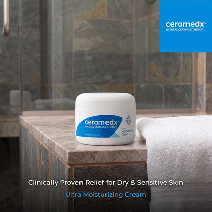 Ceramedx Ultra Moisturizing Ceramide Body Cream, Unscented, 6 oz Jar | Plant-Based Riceramide-3 with Shea, Cocoa Butter & Calendula | Intensive Relief for Very Dry Skin | Vegan