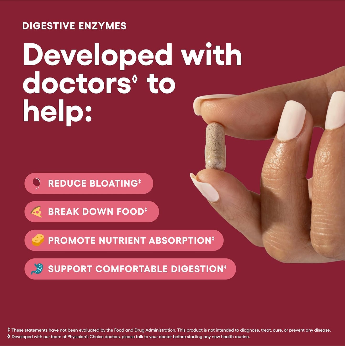 Physician's CHOICE Bloat Bundle: Bloat & Gas Probiotic 30ct + Digestive Enzymes 60ct