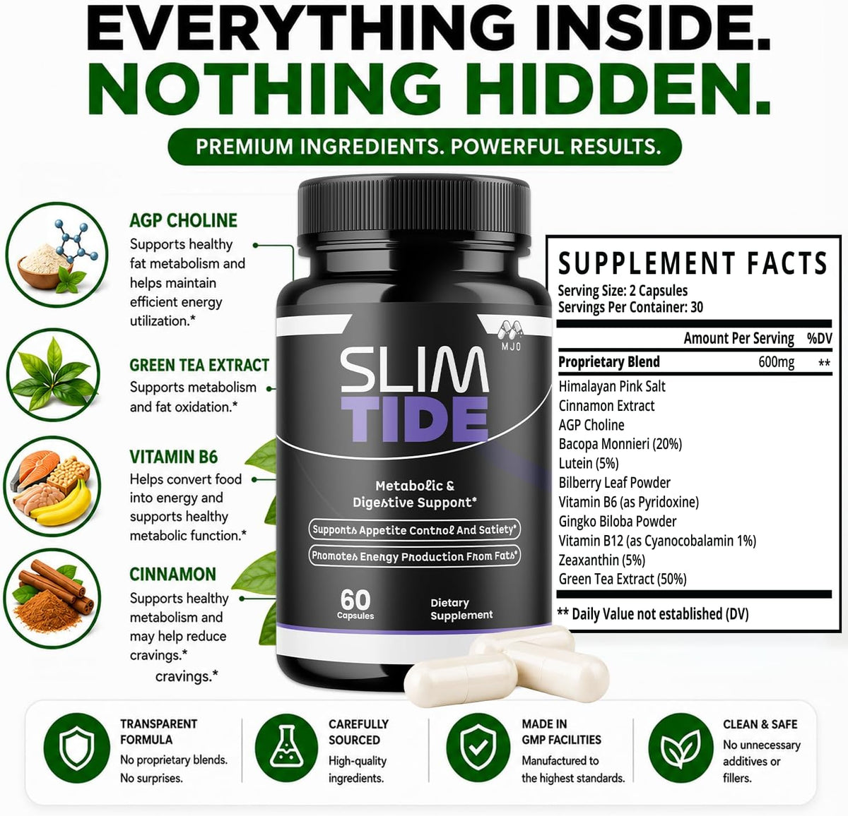 Slim Tide Weight Loss Capsules, Official SlimTide Supplement - 60 Capsules