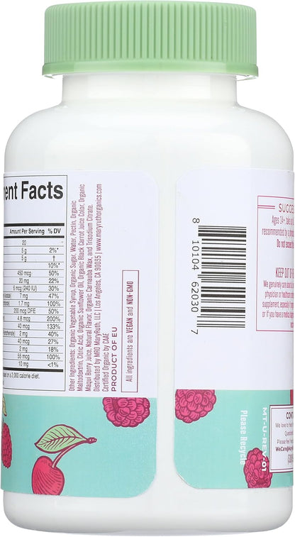 MARYRUTH'S Multivitamin Gummies for Women Ages 14+ | Immune Support | Hair & Skin Health | Reproductive Health | Vitamin A C D E B6 B12 Biotin Zinc Iodine | Organic | Vegan | Non-GMO | 60 Count
