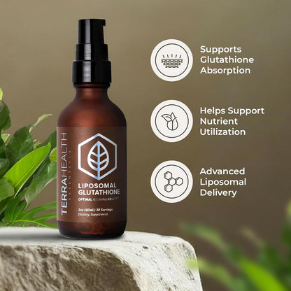 Terra Health Essentials - Liposomal Glutathione - Supports Immunity, Skin, Hair, and Healthy Aging - Maximum Absorption Glutathione Supplements - 30 Day Supply, 2oz