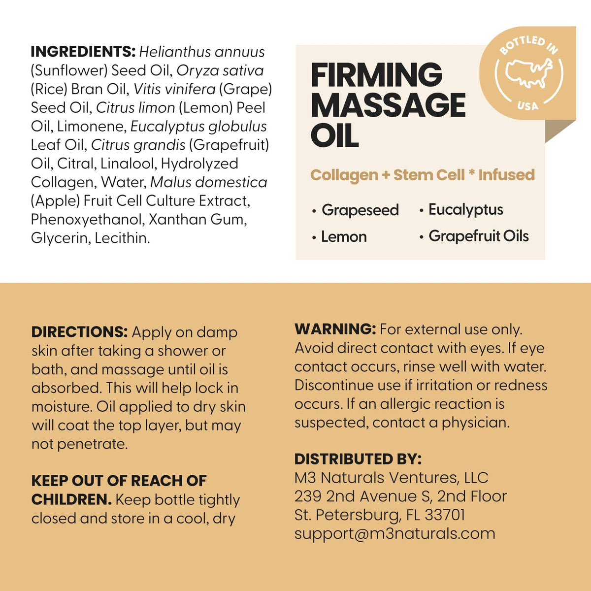 Anti Cellulite Massage Oil for Massage Therapy with Collagen (8 Fl Oz)