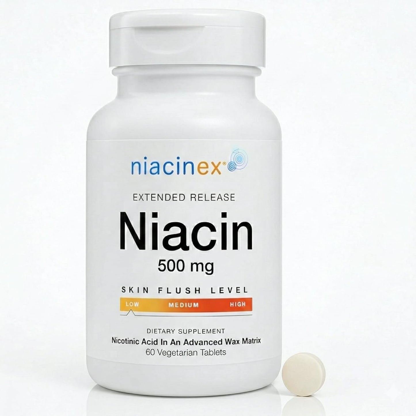 Niacin 500mg Extended Release, 60 Tablets - First-Time Niacin Starter Pack - Minimal to No-Flush Vitamin B3 (Nicotinic Acid), Heart Health Support, Vegan, cGMP, Made in USA