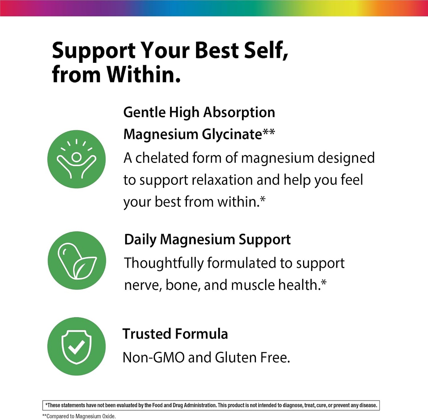 Rainbow Light Magnesium Glycinate 250 mg | 60 Softgels | High Absorption | Supports Nerve, Bone, & Muscle Health | Chelated Form of Magnesium | Non-GMO and Gluten Free