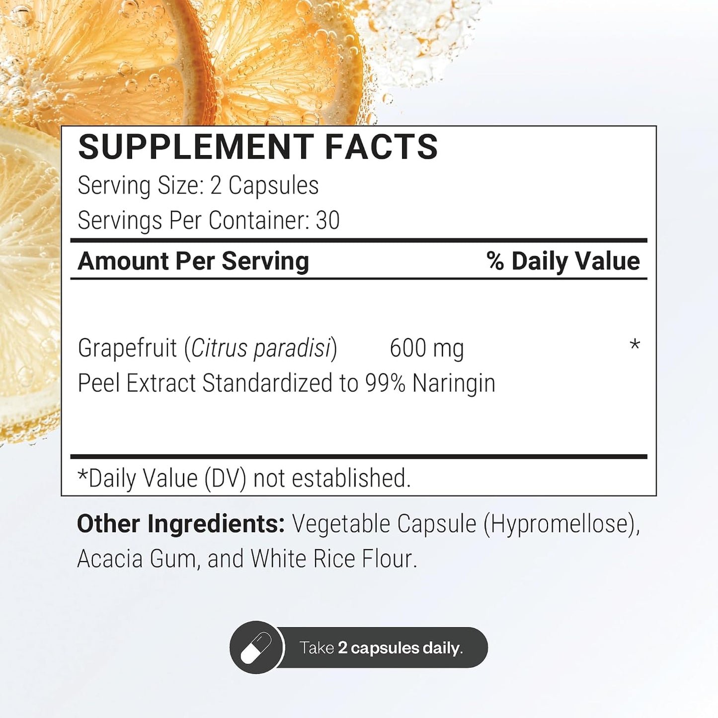 Supersmart - Grapefruit Extract 600mg per Day (99% Naringin) - High Potency GSE Supplement | Non-GMO & Gluten Free - 60 Vegetarian Capsules