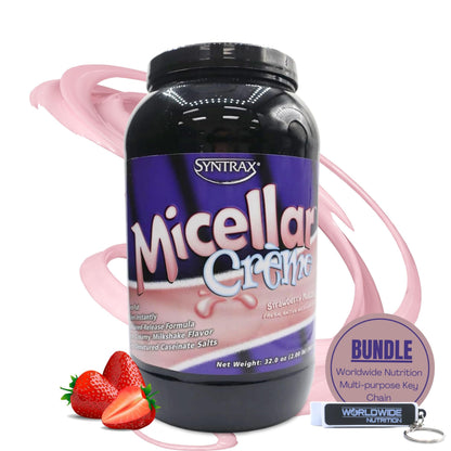 Syntrax Bundle: Micellar Créme Strawberry Protein Powder - 2lbs of Kosher and Halal