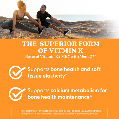 Doctor's Best Natural Vitamin K2 MK7 Supplement for Men & Women - Bone Health Support, 45 mcg Vitamin K-2 MK-7 Capsules with MenaQ7, Calcium Support, Non GMO, Vegan - 60 Veg Caps