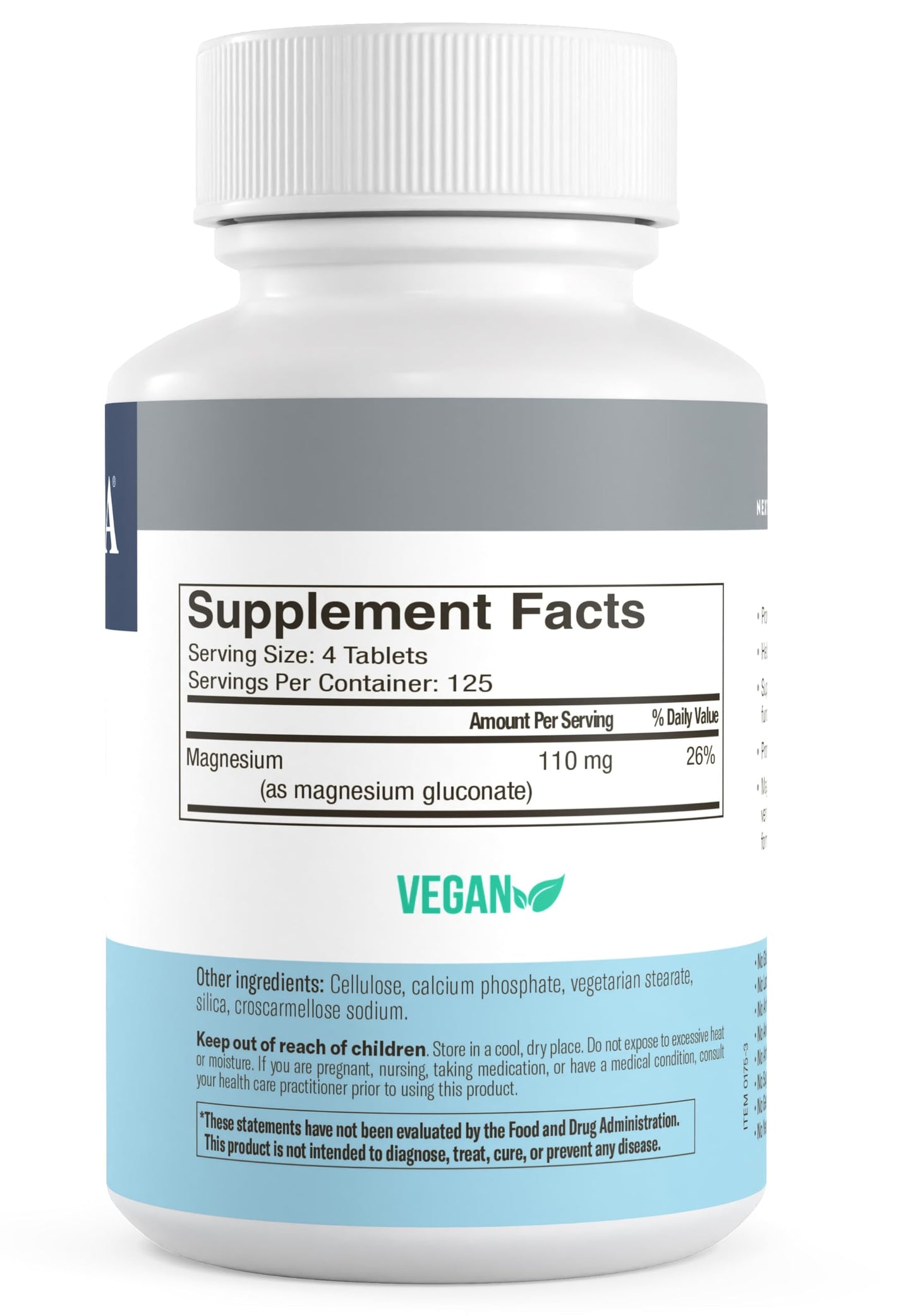 Freeda Magnesium Gluconate Vegan Supplement - 100 Tablets | Gentle and Highly Absorbable Magnesium Gluconate Supplement - Supporting Bone, Nerve & Muscle Function