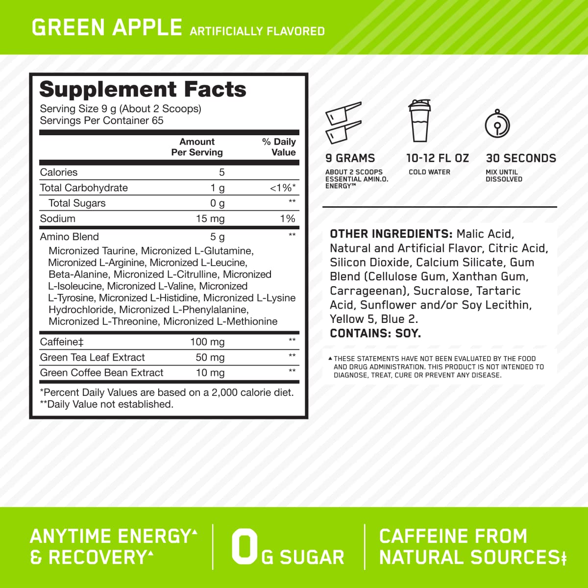 Optimum Nutrition Amino Energy with Green Tea and Green Coffee Extract, Flavor
