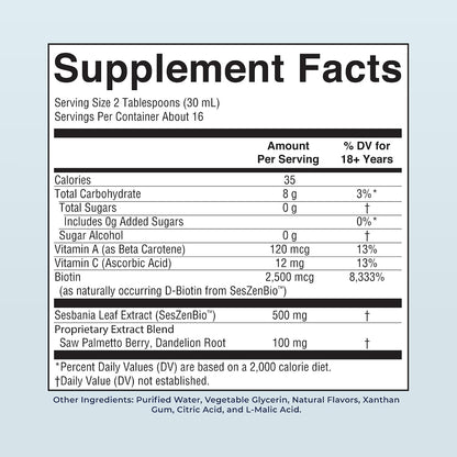 MARYRUTH'S Daily Liquid Hair Formula | With 500 mg SesZenBio™ + 2,500 mcg Biotin | Vitamin C | Thicker, Stronger Hair for Women | Hair, Skin, & Nail Health | Collagen Production | 16 Fl Oz