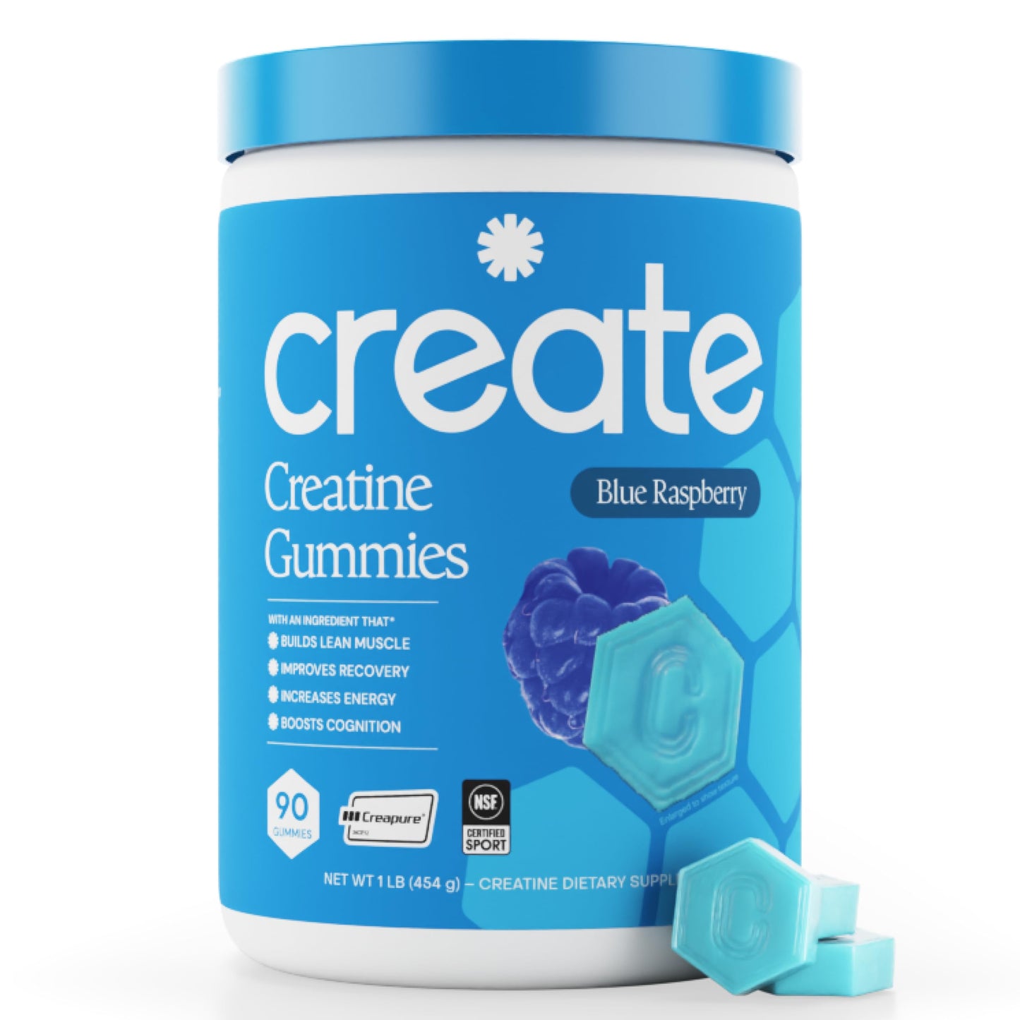 Create Creatine Monohydrate Gummies for Men & Women, Boost Focus, Strength, and Endurance, Anti-Melting Formula, Vegan, Gluten-Free, Non-GMO, 1.5g of Creatine per Gummy (Orange)